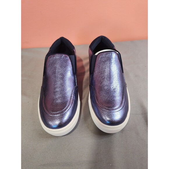 Women's Saks Fifth Ave Tava Metallic Slip On Sneakers Navy US 7.5 - Picture 2 of 6